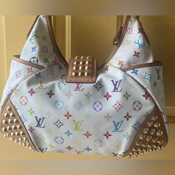 🏆LV Takashi Murakami Chrissie MM multicolor bag, Brass chain straps Limited Edt - Picture 3 of 14